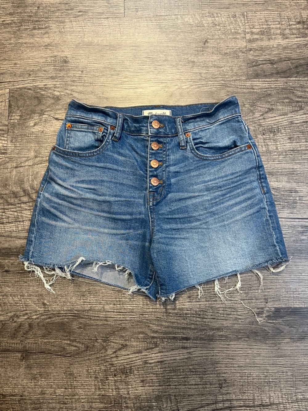 Madewell Blue High-Rise Button-Fly Denim Cutoff Shorts